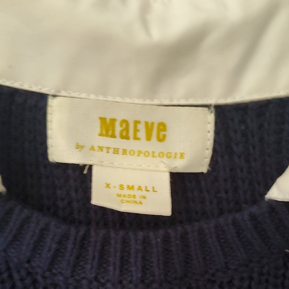 Maeve Navy and Light Blue Sweater with White Collar Shirt - Picture 5 of 14